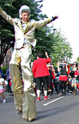 Tim on stilts