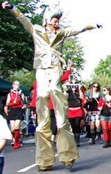 Tim on stilts